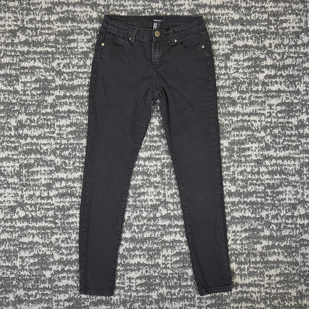 Forever 21 Skinny Jeans Womens 25 Black Stretch Denim Casual Five Pocket Pants